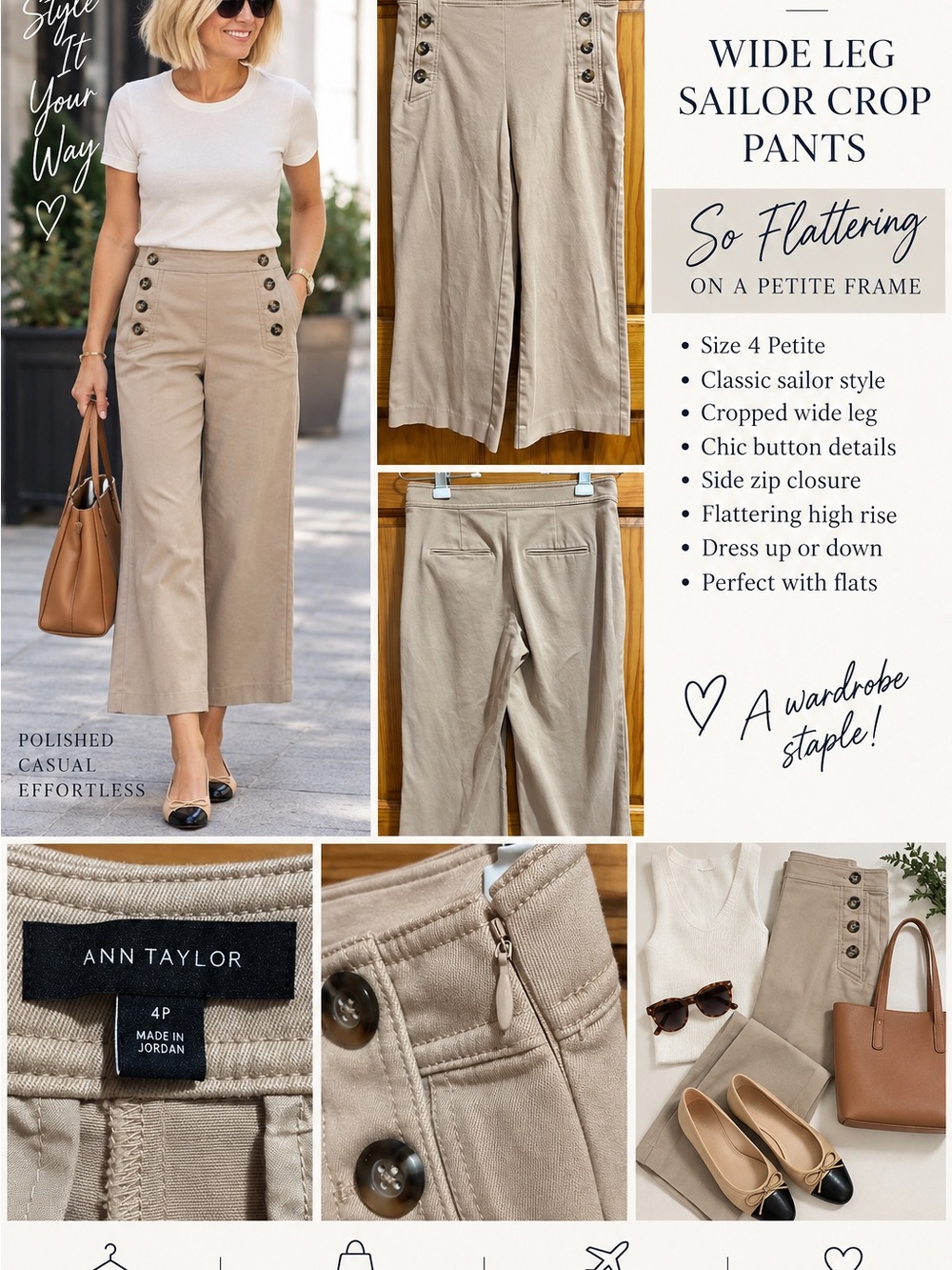 Ann Taylor Wide-Leg Sailor Crop Pants